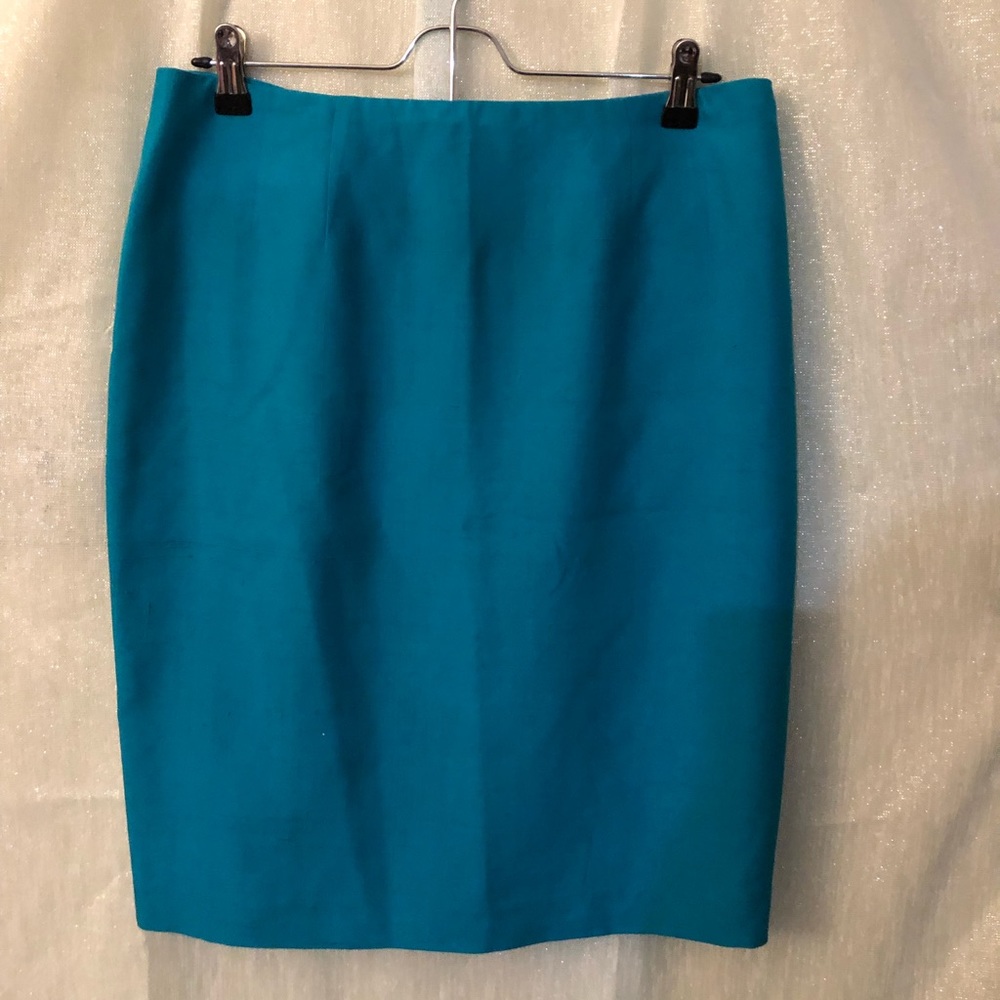 Kasper & Company Silk Robin Blue Pencil Skirt